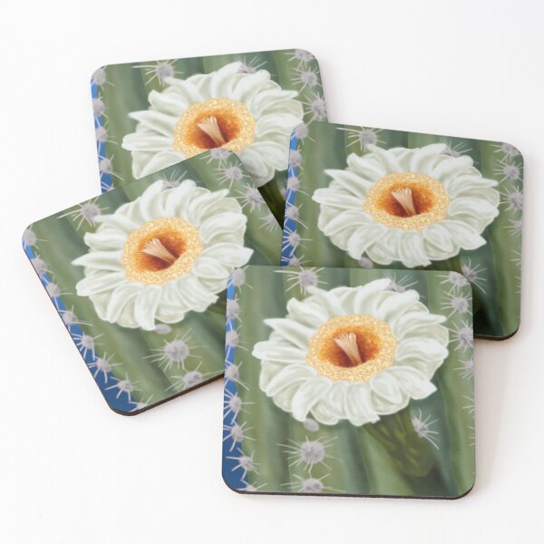 Item preview, Saguaro Cactus White Flower Art designed and sold by HRSCreates.