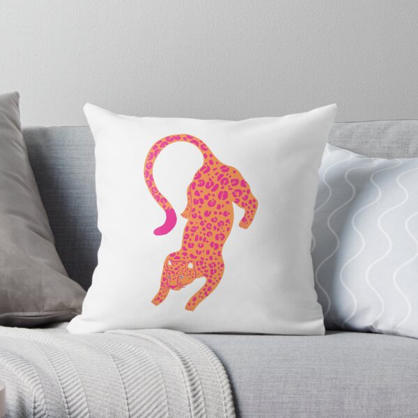 Pink & Orange Leopard Throw Pillow