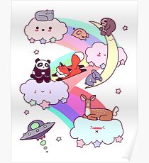 Rainbow Clouds and Animals Poster