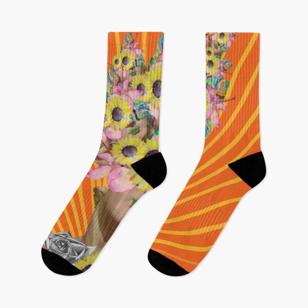 Item preview, Orange Floral Statue Face, sunflowers and roses designed and sold by LornaMcCabe.