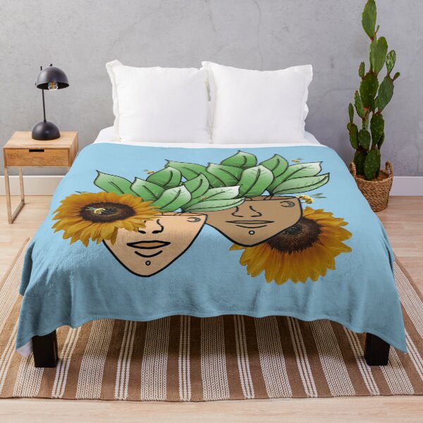 Item preview, PlantLover, Dumb Cane Plant Person With Face Tattoos and Sunflower and Bees designed and sold by 10pmCreations.