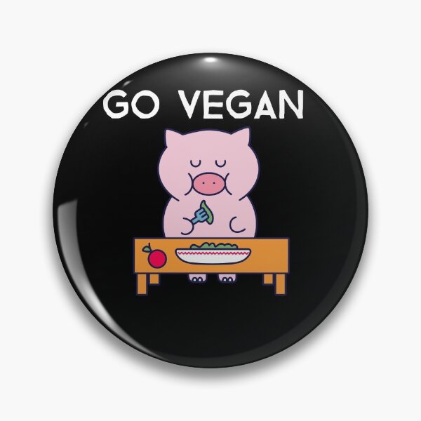 Item preview, Go Vegan, cute pig that eats vegetables designed and sold by GLwithUs.