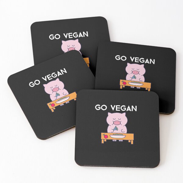 Item preview, Go Vegan, cute pig that eats vegetables designed and sold by GLwithUs.