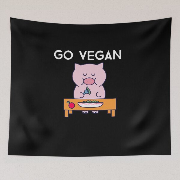 Item preview, Go Vegan, cute pig that eats vegetables designed and sold by GLwithUs.