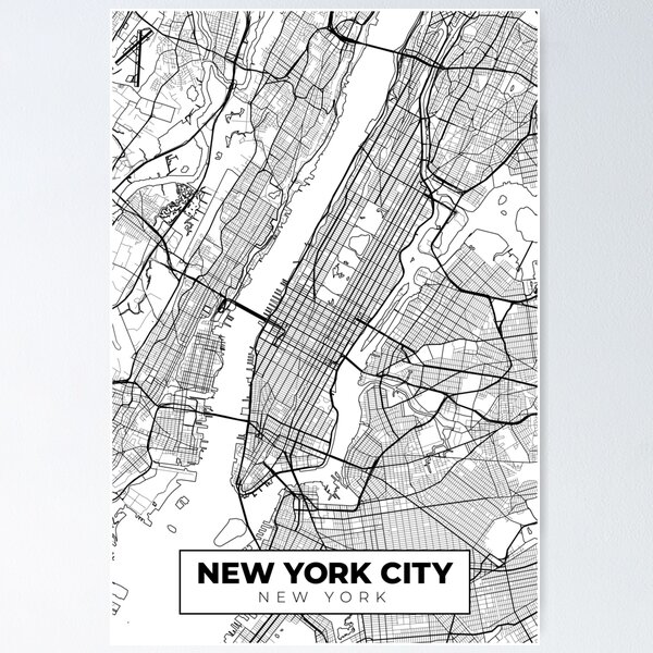 Item preview, New York City - Black & white map designed and sold by labitacora.