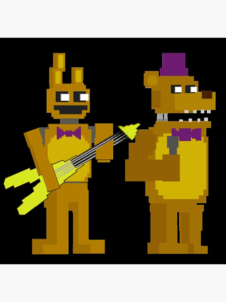 Fredbear and springbonnie crewmates pixel art