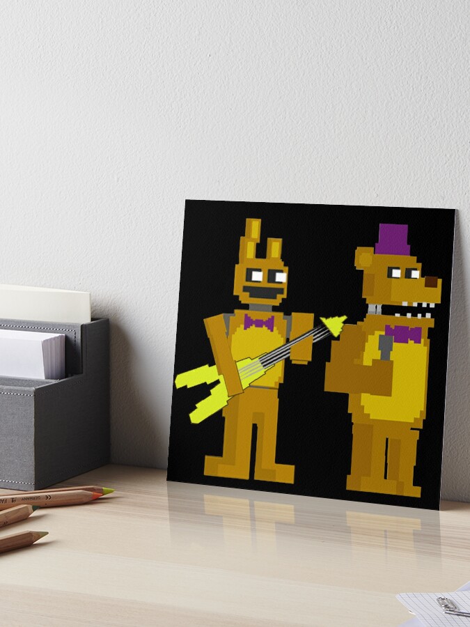 Fredbear and springbonnie crewmates pixel art