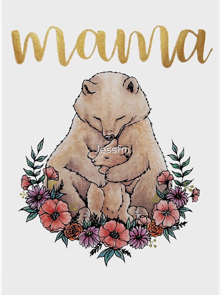 Mama Bear with Cub - Metal Wall Art