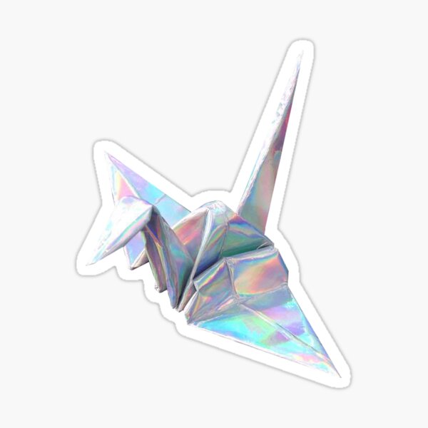 Holographic Shiny Paper Crane Design Sticker