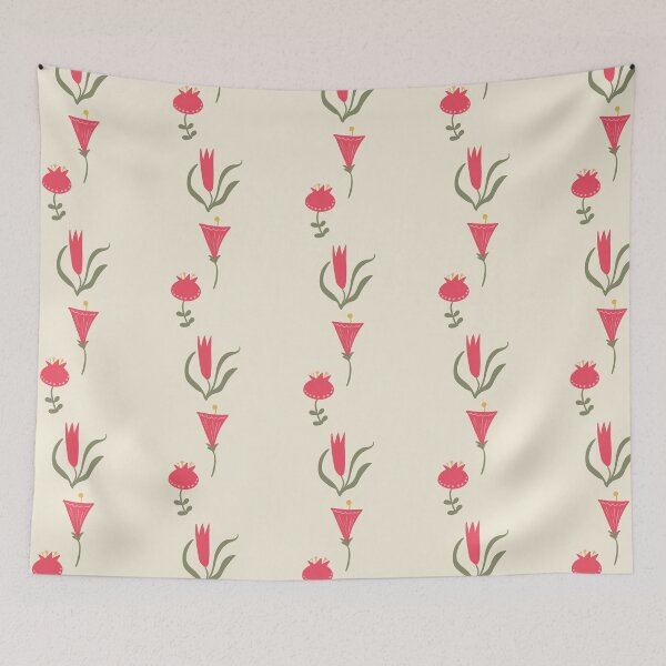 Item preview, folk style red flowers illustration designed and sold by rysunki-malunki.