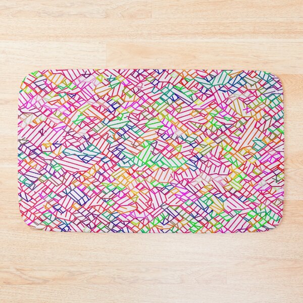 Item preview, geometric pixel line pattern abstract in pink yellow blue green designed and sold by Mrvell.