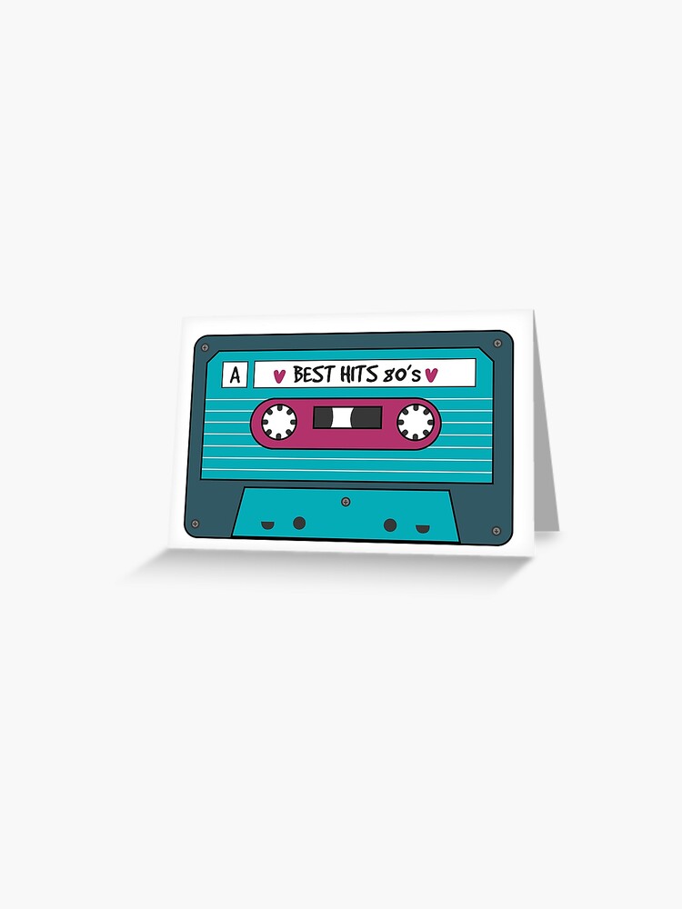 BEST HITS 80s audio cassette tape, retro tape sticker | Greeting Card