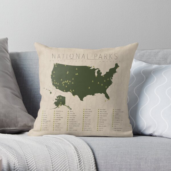 US National Parks Throw Pillow