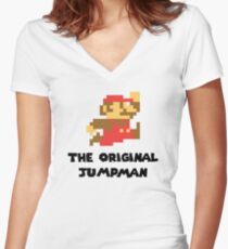 Mario - The Original Jumpman Women's Fitted V-Neck T-Shirt