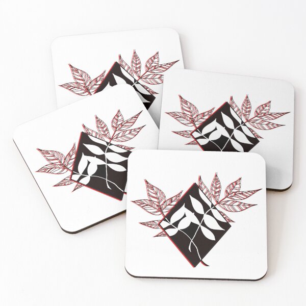Item preview, Geometric Leaf Print in Red and Black designed and sold by 10pmCreations.
