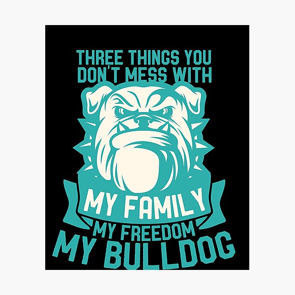 Artikel-Vorschau von DREI DINGE, DIE SIE NICHT MIT MEINER FAMILIE, MEINER FREIHEIT, MEINEM BULLDOG MESSEN, designt und verkauft von TheFlipRepublic.