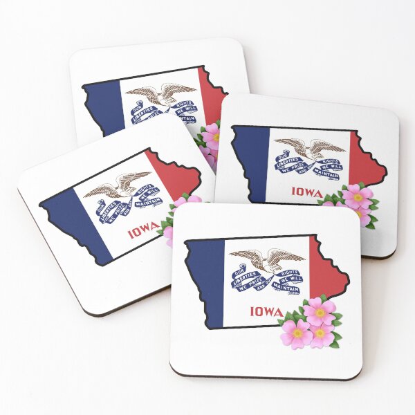 Item preview, State of Iowa Flag with State Flower Prairie Rose designed and sold by Gsallicat.