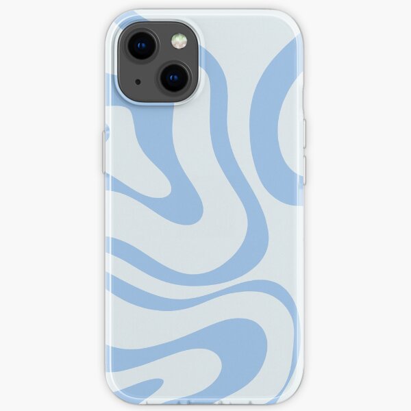 Retro Modern Liquid Swirl Abstract Pattern Square in Light Blue iPhone Soft Case
