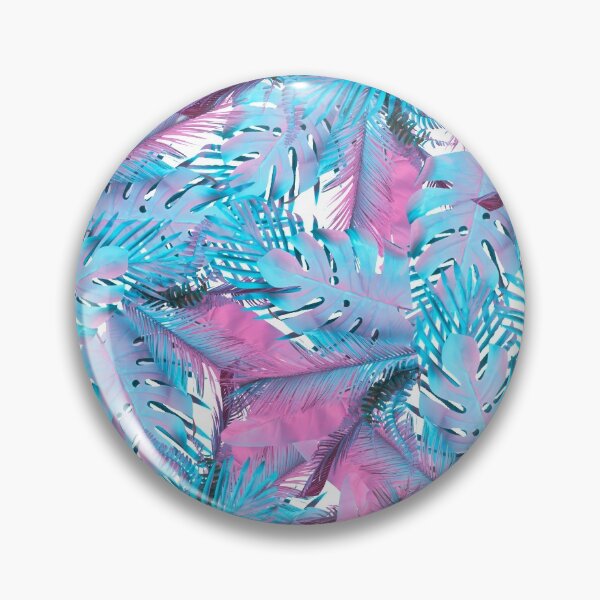 Item preview, Blue and pink palm leaves pattern designed and sold by MJSemedo.
