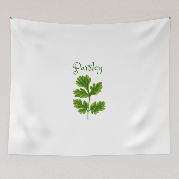Item preview, Delicate parsley design in dark and light green with herbal name tag in romantic script designed and sold by LeBreab.
