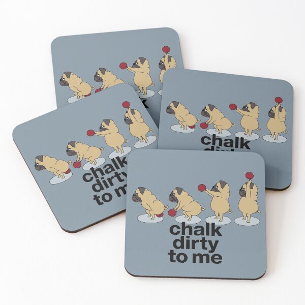 Item preview, pug doing kettlebell swings "chalk dirty to me" designed and sold by TrueType.