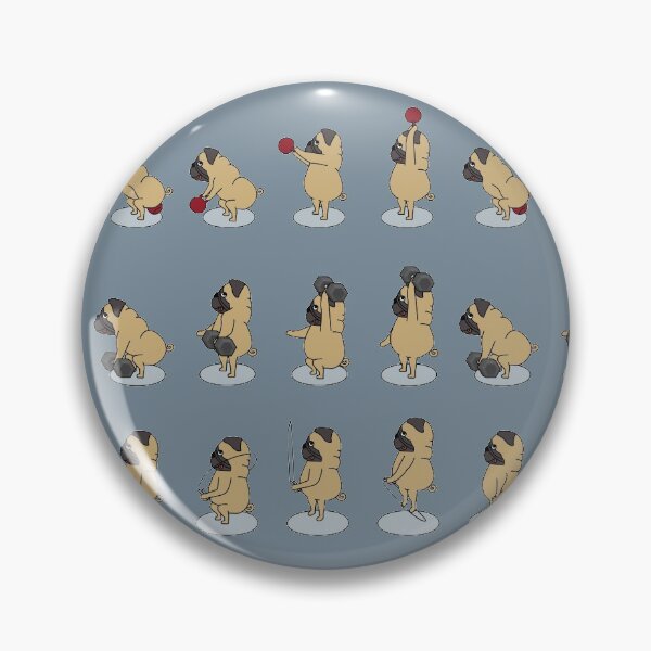 Item preview, pug doing crossfit with dumbbell, kettlebell and jumprope designed and sold by TrueType.