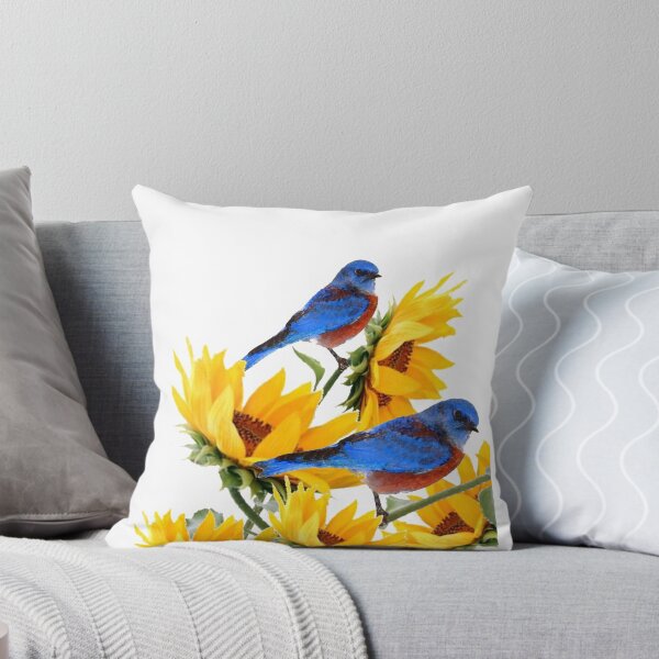 Item preview,  ABSTRACT GOLDEN YELLOW SUNFLOWERS & 2 BLUE BIRDS NATURE ART designed and sold by sharlesart.