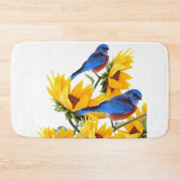Item preview,  ABSTRACT GOLDEN YELLOW SUNFLOWERS & 2 BLUE BIRDS NATURE ART designed and sold by sharlesart.