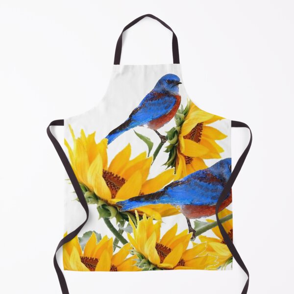Item preview, ABSTRACT GOLDEN YELLOW SUNFLOWERS & 2 BLUE BIRDS NATURE ART designed and sold by sharlesart.