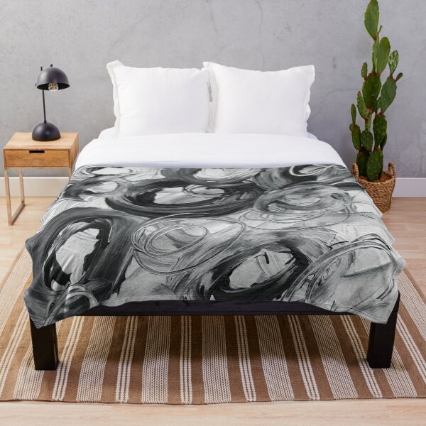 Tourbillon de Cercles noir et blanc, ton de gris Plaid