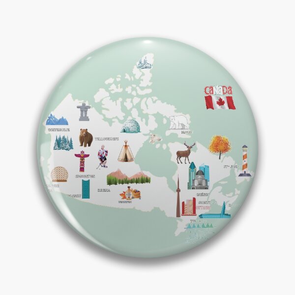 Item preview, Canada Map tourist attractions cities flag, Canadian national symbols of Canada designed and sold by mashmosh.