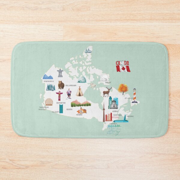 Item preview, Canada Map tourist attractions cities flag, Canadian national symbols of Canada designed and sold by mashmosh.