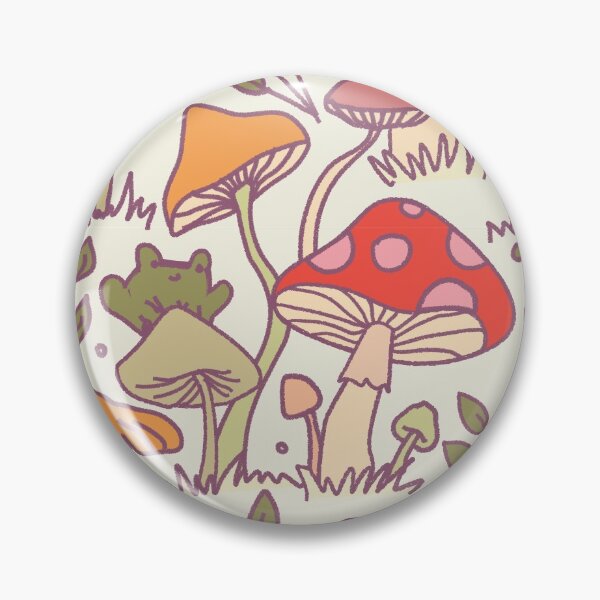 Item preview, Mushroom and frog wild cottagecore foraging wild autumn vintage aesthetic pattern designed and sold by ruepix.