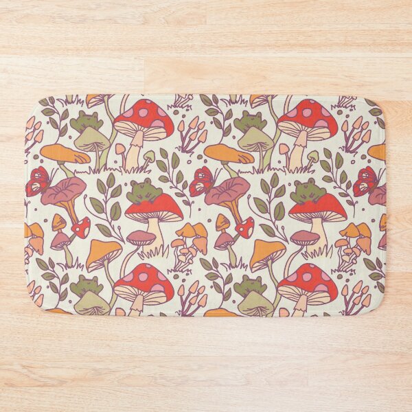 Item preview, Mushroom and frog wild cottagecore foraging wild autumn vintage aesthetic pattern designed and sold by ruepix.