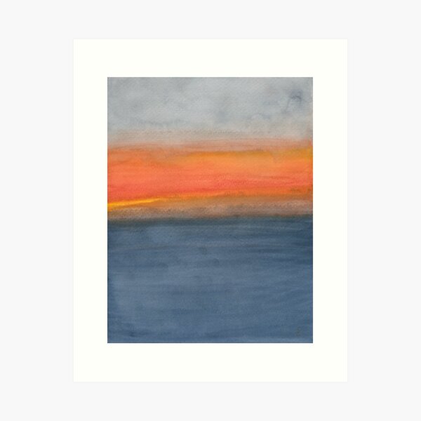 Color Field: Hawaii Cloudy Ocean Sunset, Abstract Expressionism Painting Art Print