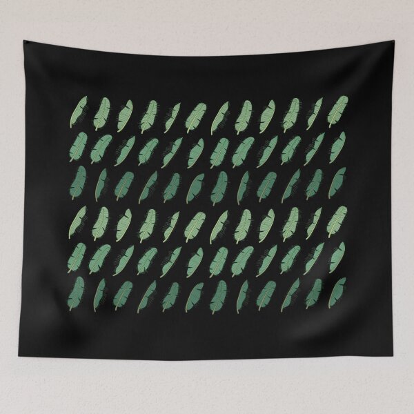 Item preview, Banana leaves pattern in all shades of green on black designed and sold by crazycollective.