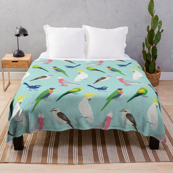 Cute Australian Birds BLUE Throw Blanket