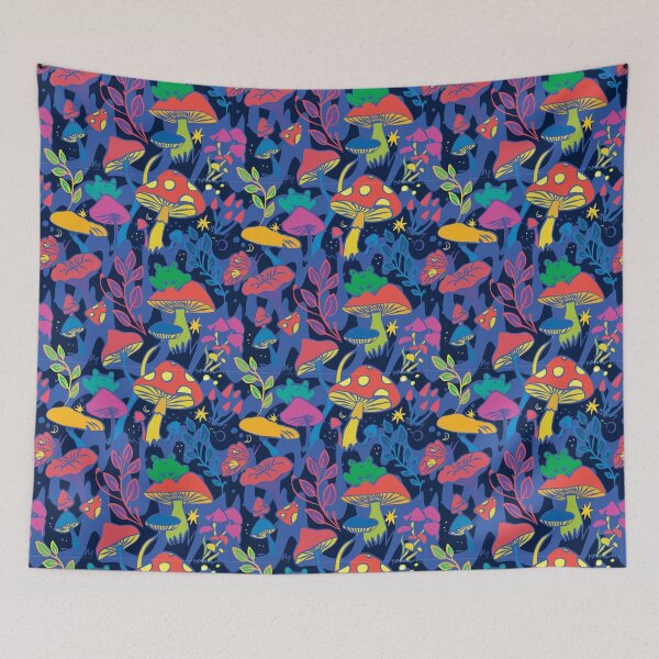 Item preview, Psychedelic trippy mushroom and frog retro sci-if forest designed and sold by ruepix.