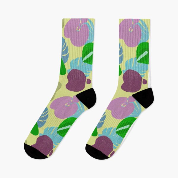 Item preview, Tropical flower illustration, repeating pattern, red, blue, green, pink, blue, purple, white, yellow. designed and sold by creativeshell.