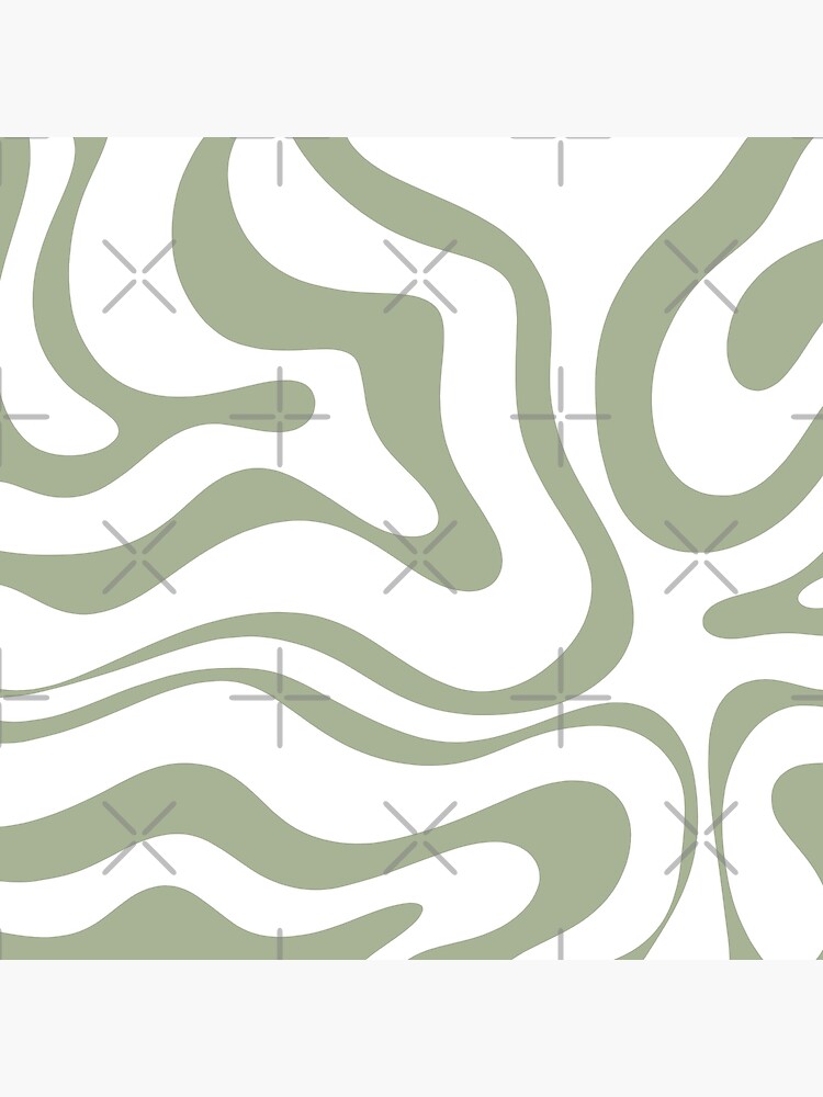 Liquid Swirl Retro Contemporary Abstract Pattern 2 in Sage Green