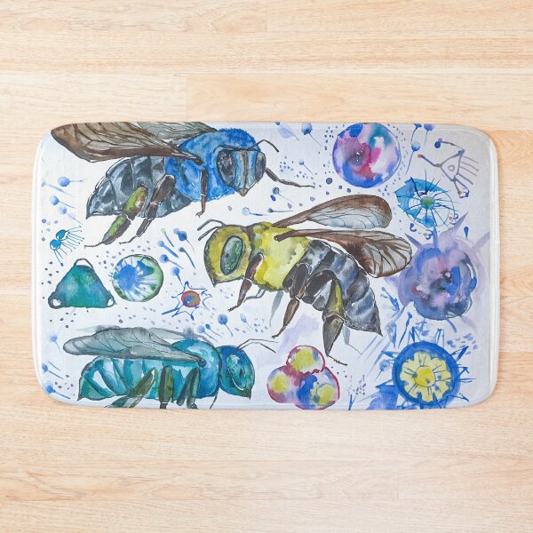 Item preview, Blue, Emerald and Great Carpenter Bees among Pollen  Australian Bees designed and sold by Liz HL Art Shop.