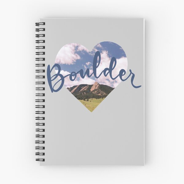Item preview, Boulder Heart - Love Boulder - blue lettering with The Flatirons and Sky background designed and sold by leahcreates.