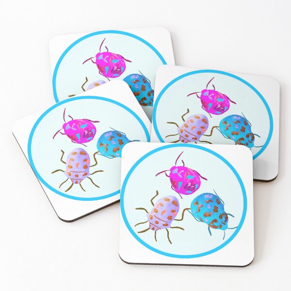 Item preview, Beetle illustration, pattern, green, yellow, orange, pink, purple, blue designed and sold by creativeshell.