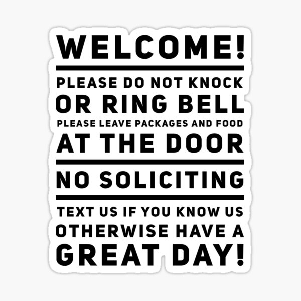 FUNNY GREAT GIFT Do Not Knock No Soliciting Warning STICKER Decal Sign
