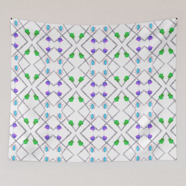 Item preview, Beetle illustration, pattern, green, yellow, orange, pink, purple, blue designed and sold by creativeshell.