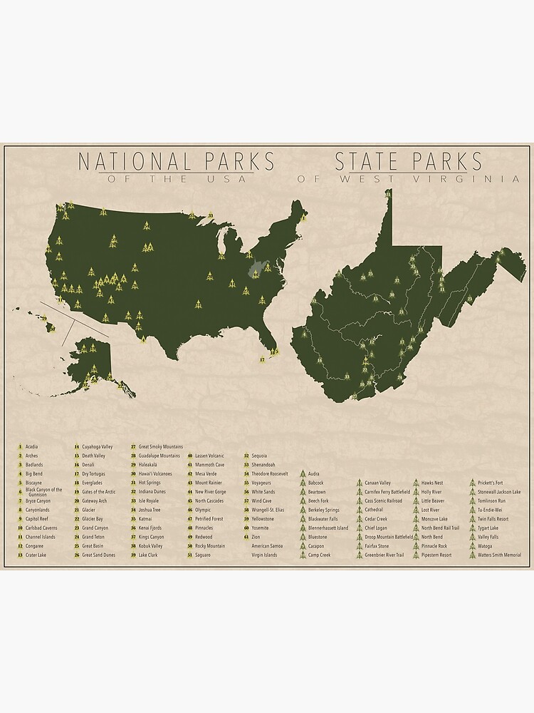 Disover US National Parks - West Virginia Premium Matte Vertical Poster