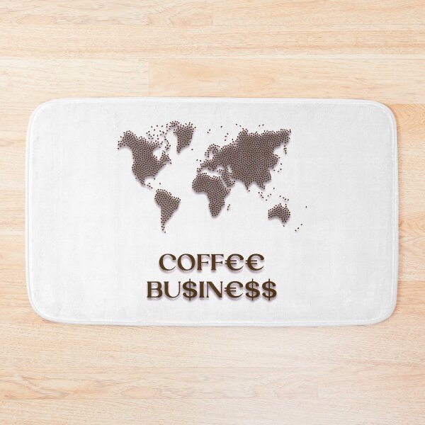 Item preview, Coffee business written with monetary symbols like euro and dollar, Map of the world drawn with coffee beans designed and sold by PhotoPrise.