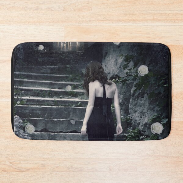 Item preview, Beautiful woman following trail of white roses in fairytale fantasy setting designed and sold by StormyMuse.