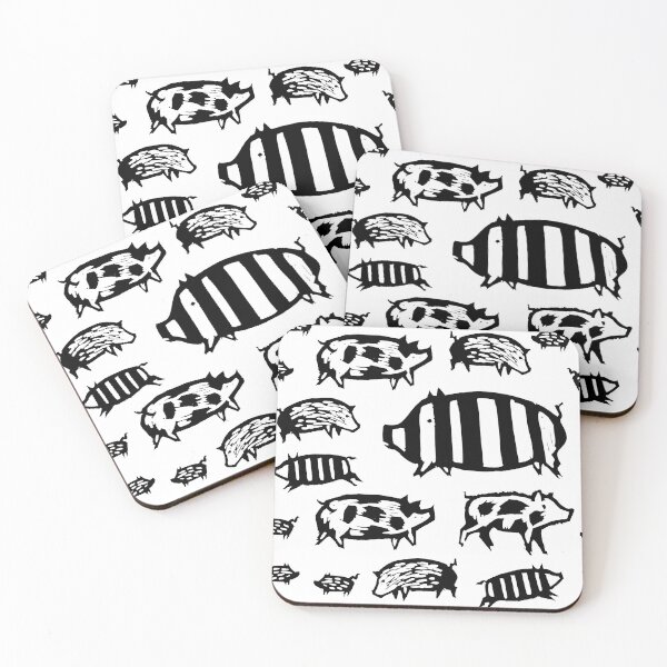 Aperçu de l'œuvre Motif de linogravure mignon cochons et porcelets créée et vendue par anetkresli.