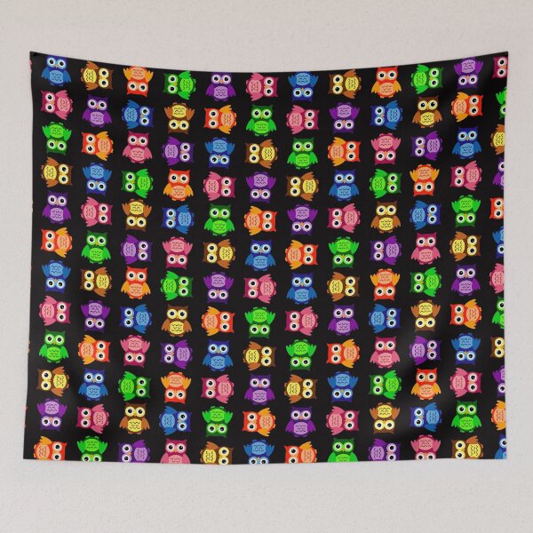 Item preview, Chibi Rainbow Owls on BLACK designed and sold by KColbyStudios.